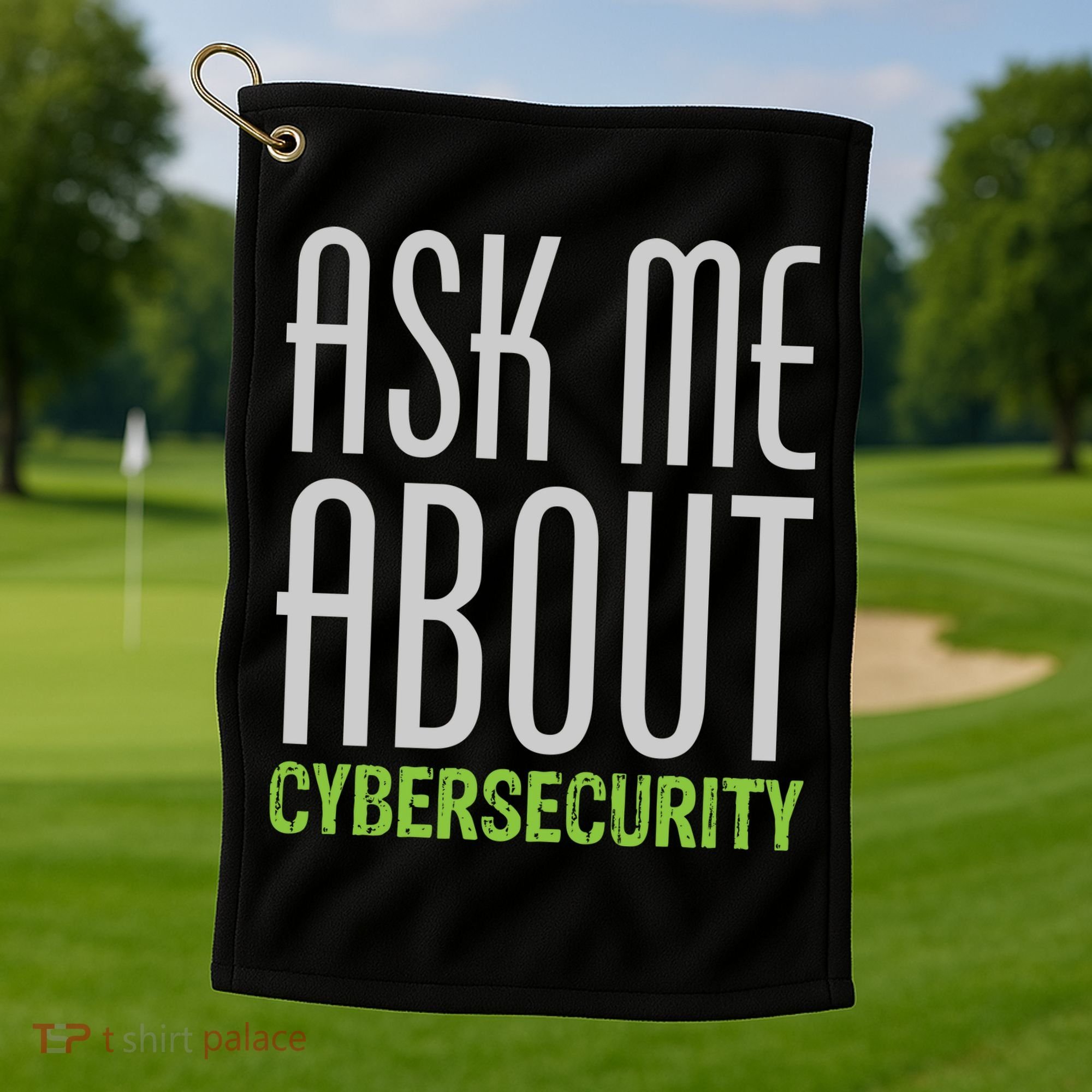 Ask Me About Cybersecurity Golf Towel