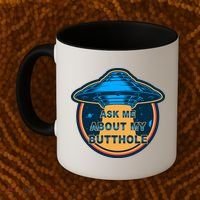 Ask Me About My Butthole Funny Alien Coffee Mug thumb 2