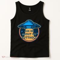Ask Me About My Butthole Funny Alien Tank Top thumb 2