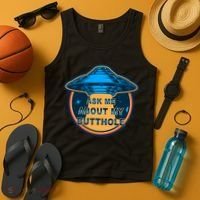Ask Me About My Butthole Funny Alien Tank Top thumb 4