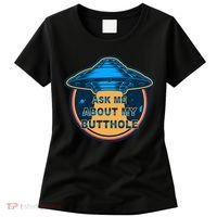 Ask Me About My Butthole Funny Alien Women's T-Shirt thumb 0
