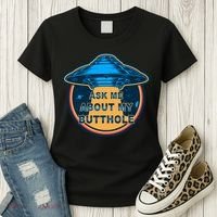 Ask Me About My Butthole Funny Alien Women's T-Shirt thumb 3