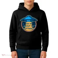 Ask Me About My Butthole Funny Alien Kids Hoodie thumb 4