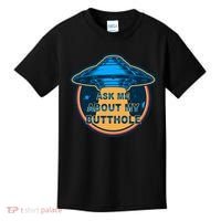 Ask Me About My Butthole Funny Alien Kids T-Shirt thumb 0
