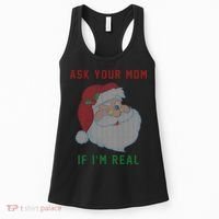 Ask Your Mom If I'm Real Funny Santa X-Mas Women's Tank Top thumb 0