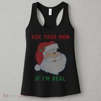 Ask Your Mom If I'm Real Funny Santa X-Mas Women's Tank Top thumb 3