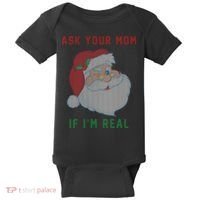 Ask Your Mom If I'm Real Funny Santa X-Mas Baby Bodysuit thumb 0
