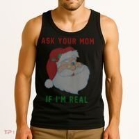 Ask Your Mom If I'm Real Funny Santa X-Mas Tank Top thumb 3