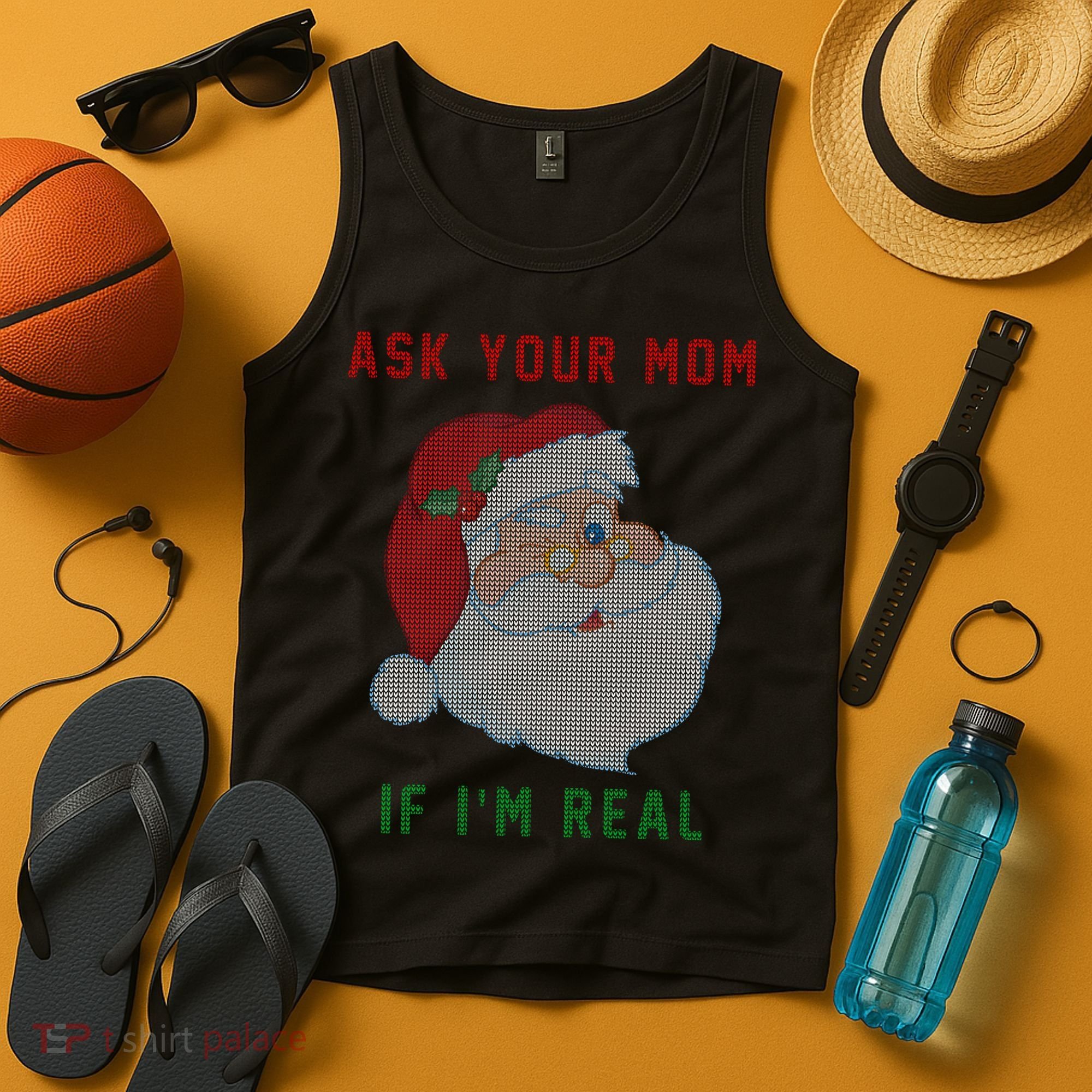Ask Your Mom If I'm Real Funny Santa X-Mas Tank Top