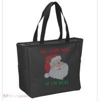 Ask Your Mom If I'm Real Funny Santa X-Mas Tote Bag thumb 2