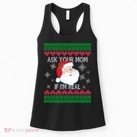 Ask your Mom if I'm Real Santa Claus Ugly X-Mas Women's Tank Top thumb 0