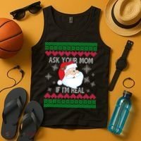 Ask your Mom if I'm Real Santa Claus Ugly X-Mas Tank Top thumb 4