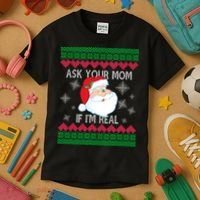 Ask your Mom if I'm Real Santa Claus Ugly X-Mas Kids T-Shirt thumb 3