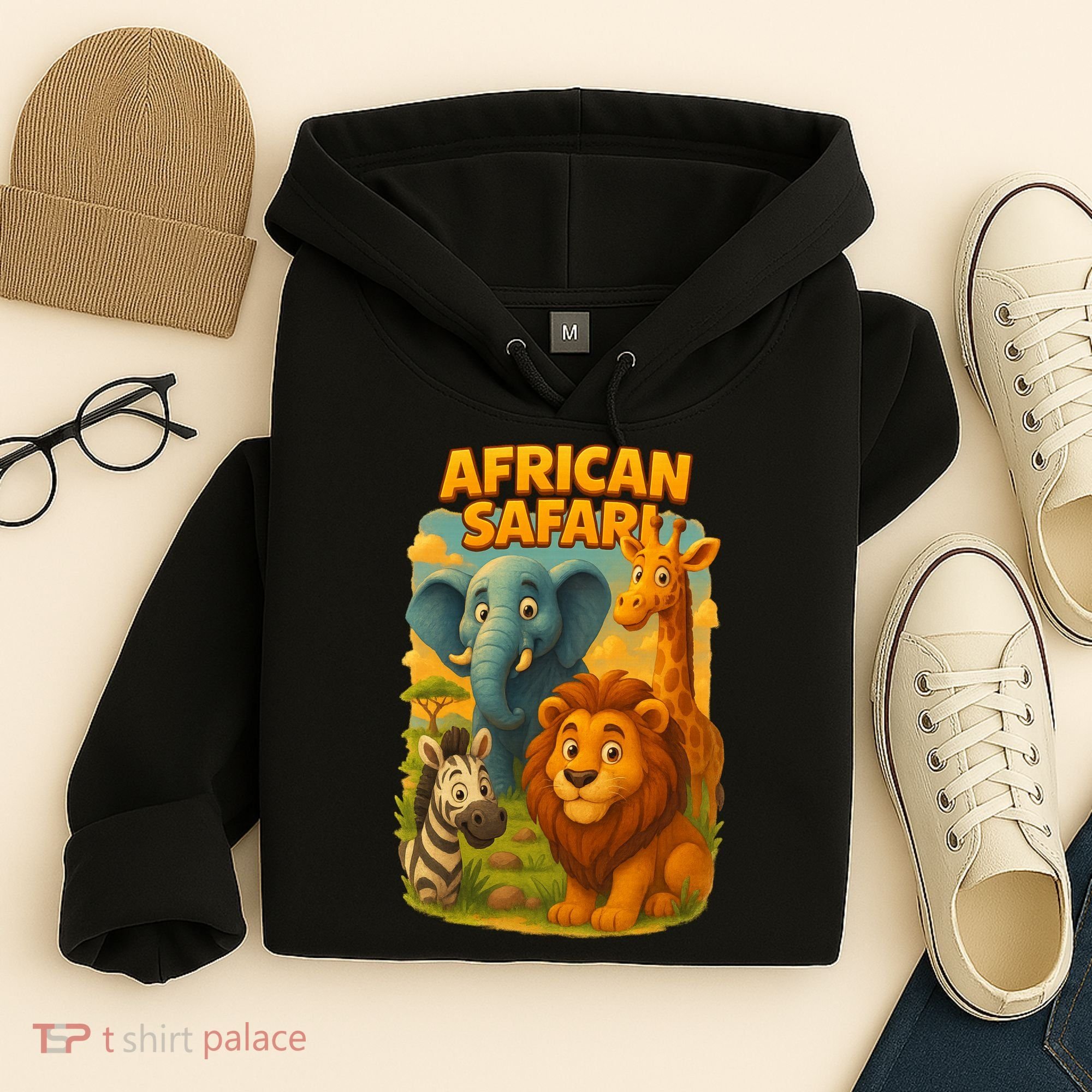 African Safari Kids Cartoon Hoodie