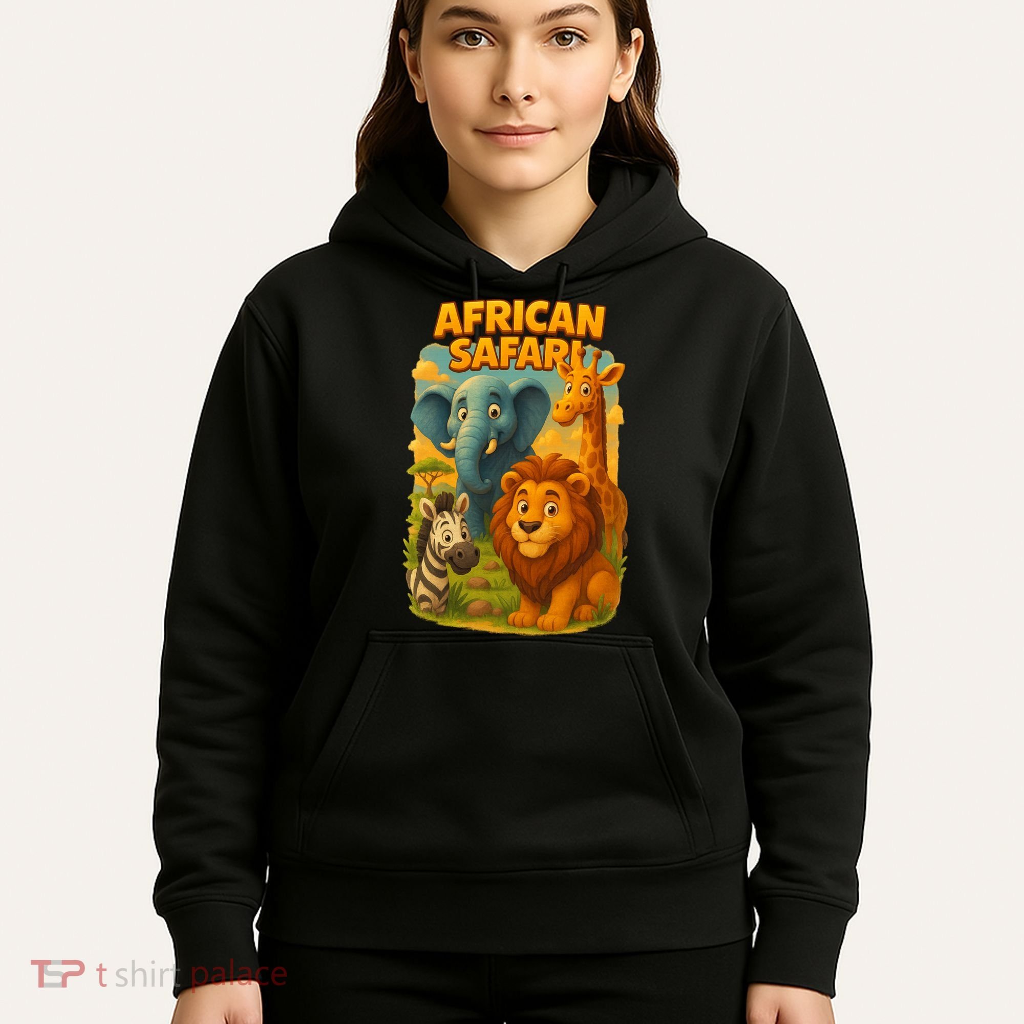 African Safari Kids Cartoon Hoodie