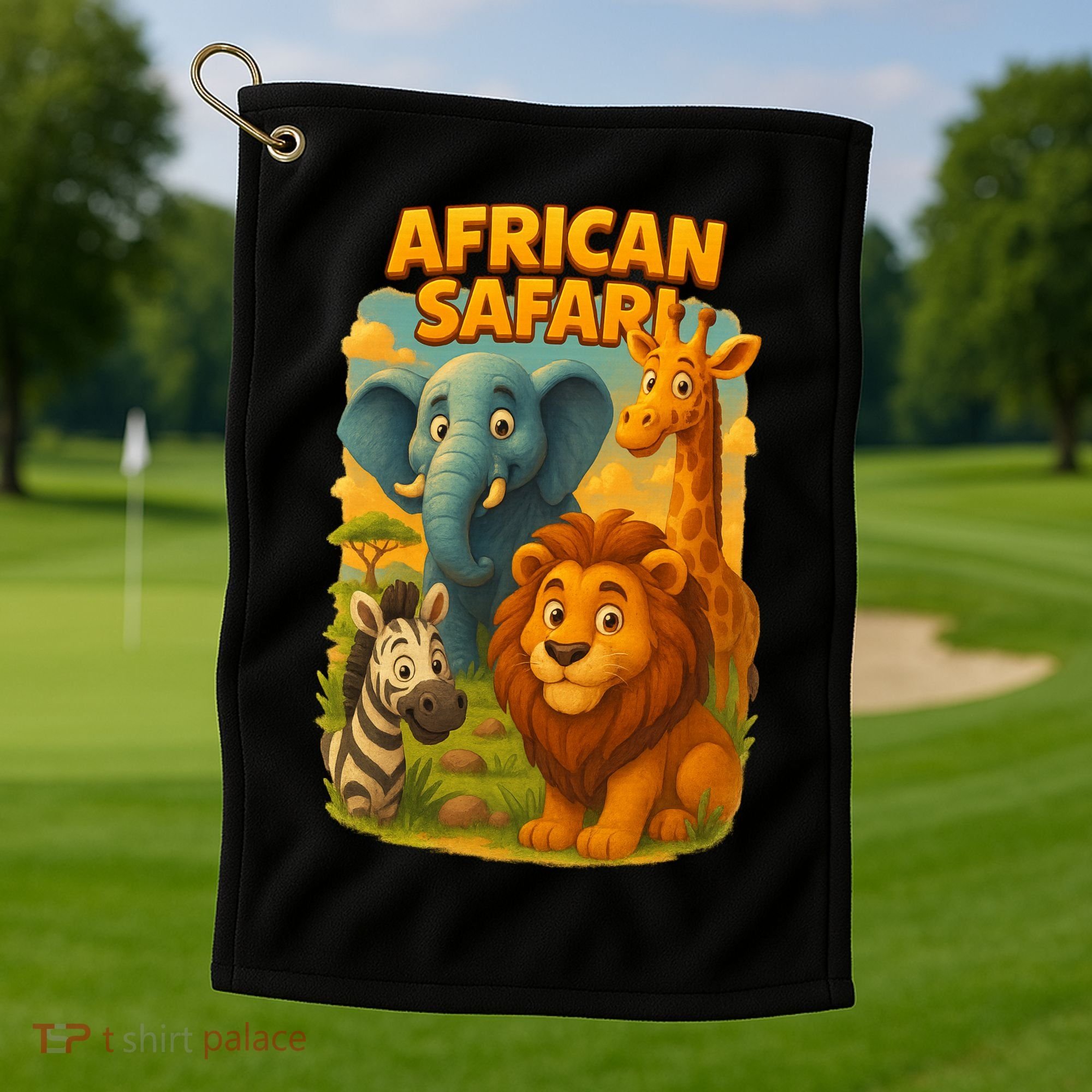African Safari Kids Cartoon Golf Towel