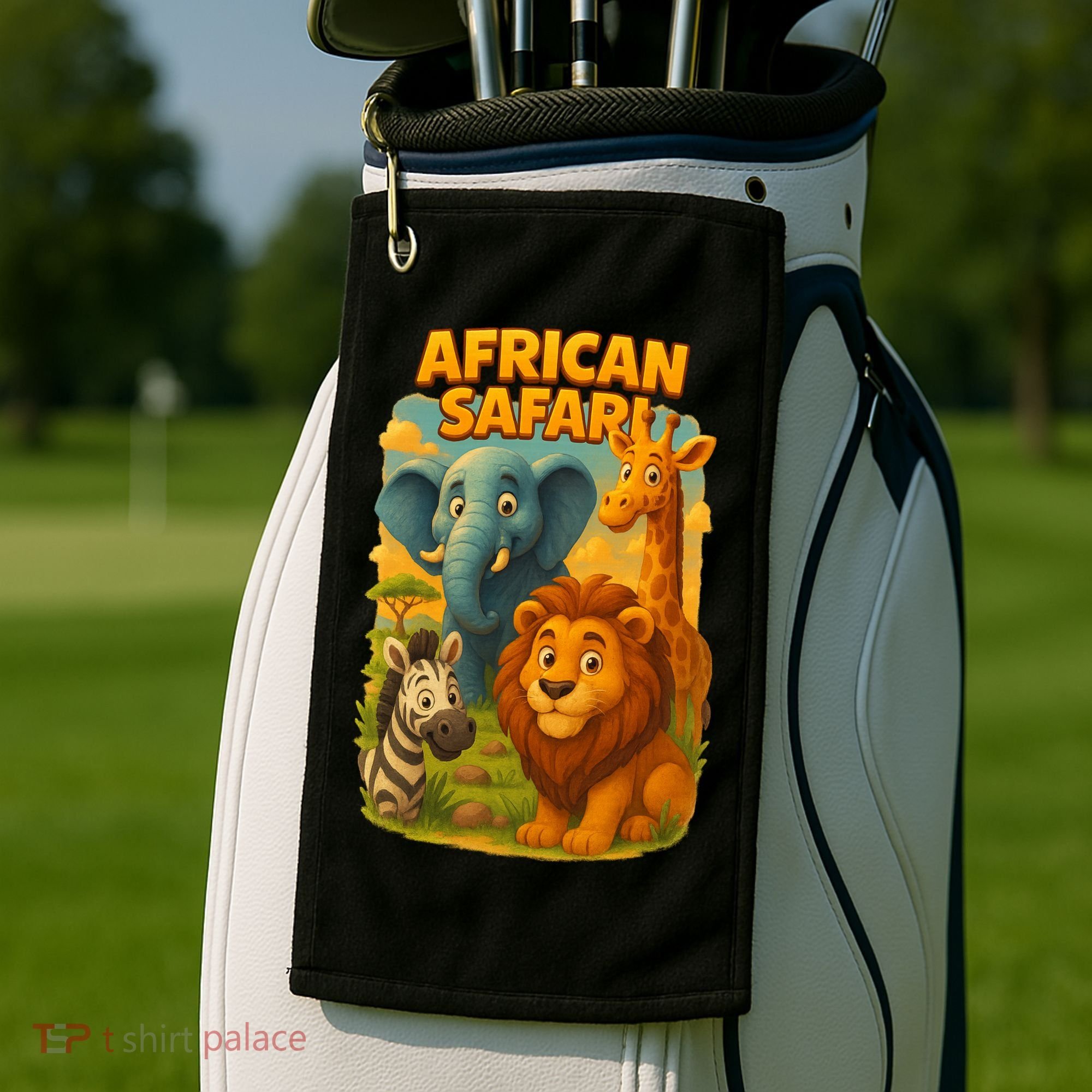 African Safari Kids Cartoon Golf Towel