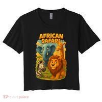 African Safari Kids Cartoon Women's Crop Top Tee thumb 0