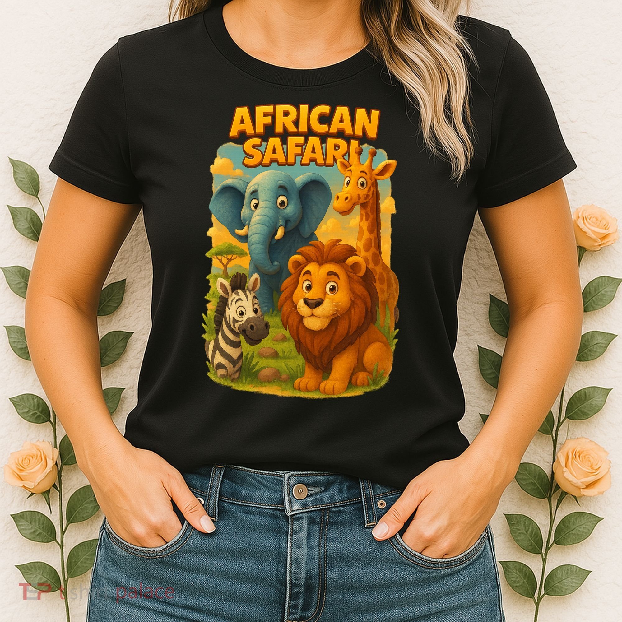 African Safari Kids Cartoon Women's T-Shirt