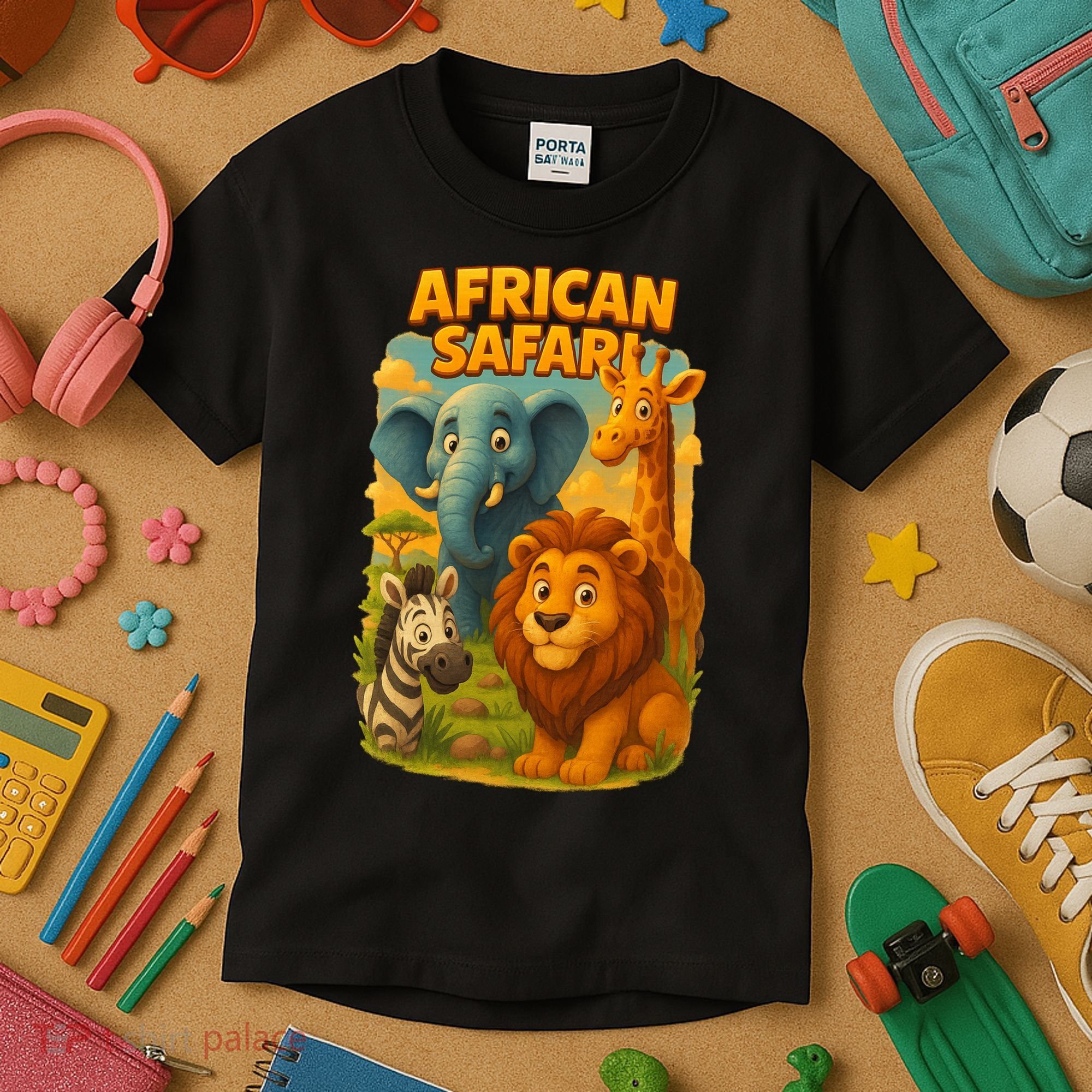 African Safari Kids Cartoon Kids T-Shirt