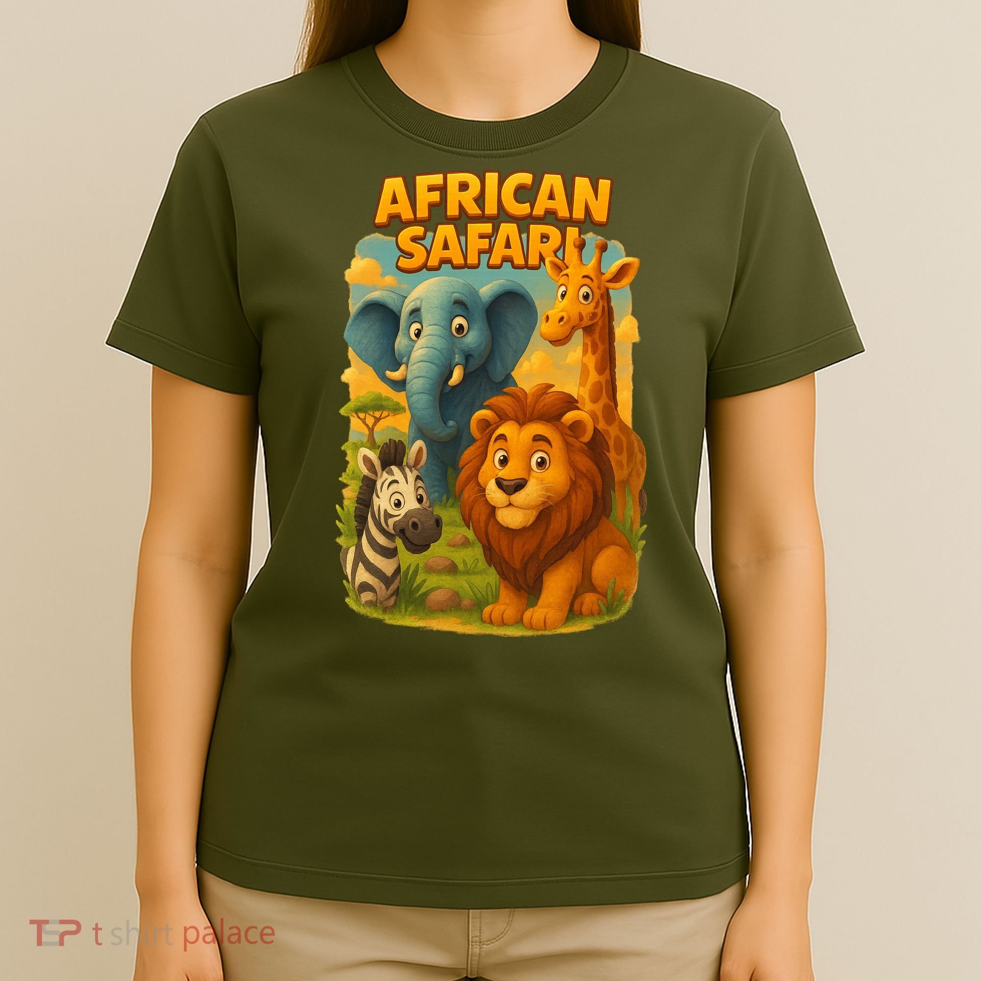 African Safari Kids Cartoon T-Shirt