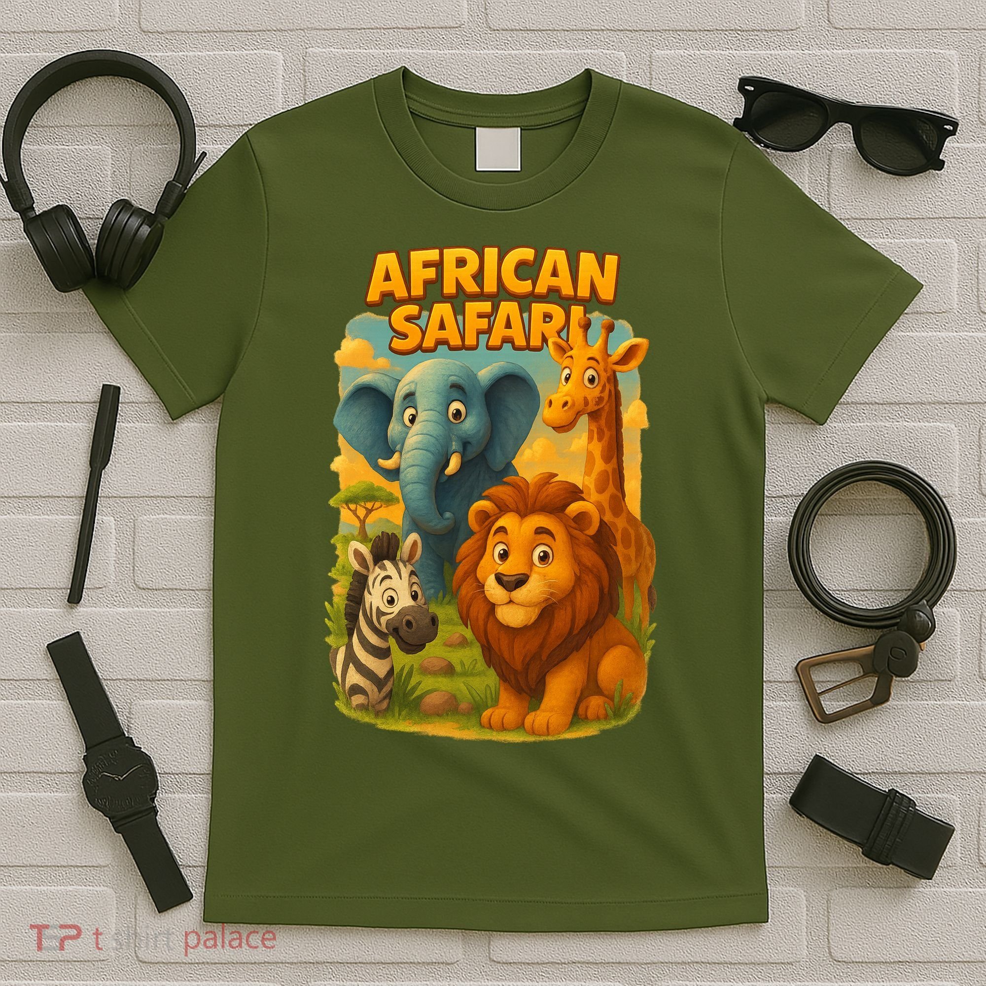 African Safari Kids Cartoon T-Shirt