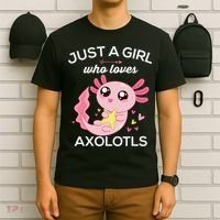 Axolotl Shirt Kawaii Just A  Who Loves Axolotl  T-Shirt thumb 6