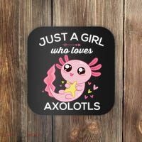 Axolotl Shirt Kawaii Just A  Who Loves Axolotl  Coaster thumb 0