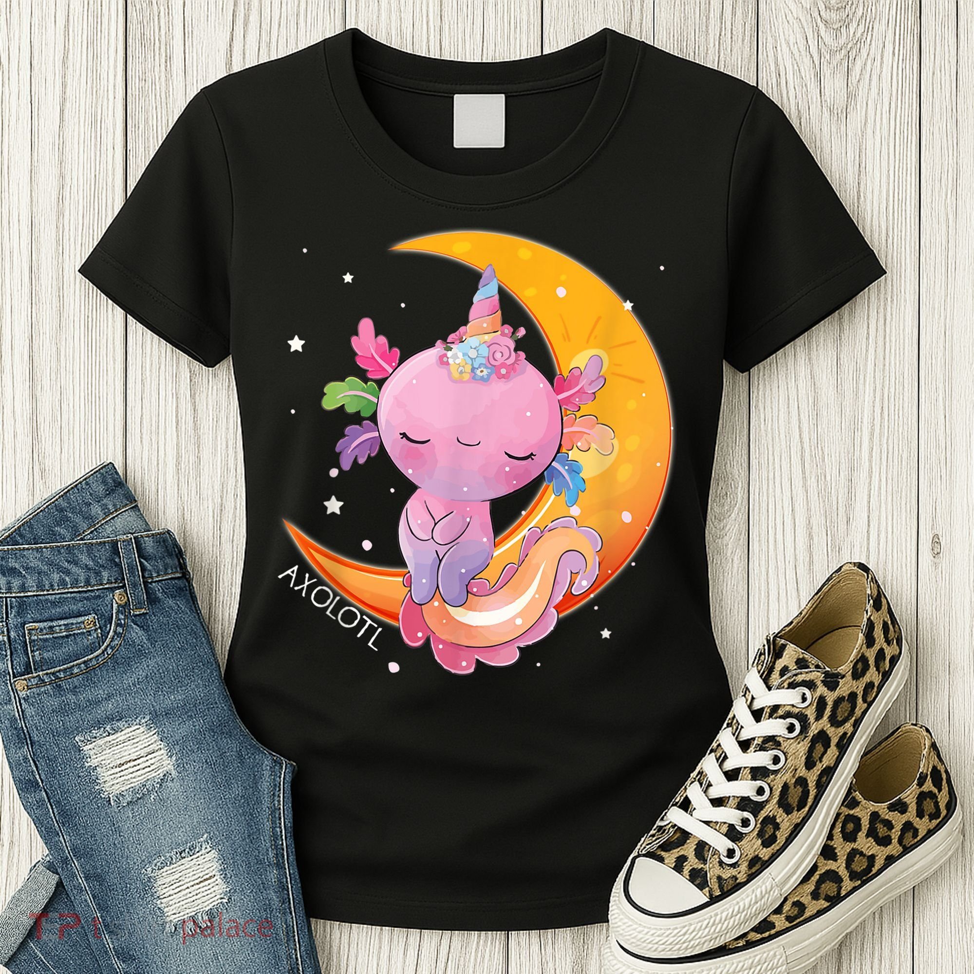 Axolotl Space Kawaii Japanese Anime Gift Girls Teens  Women's T-Shirt