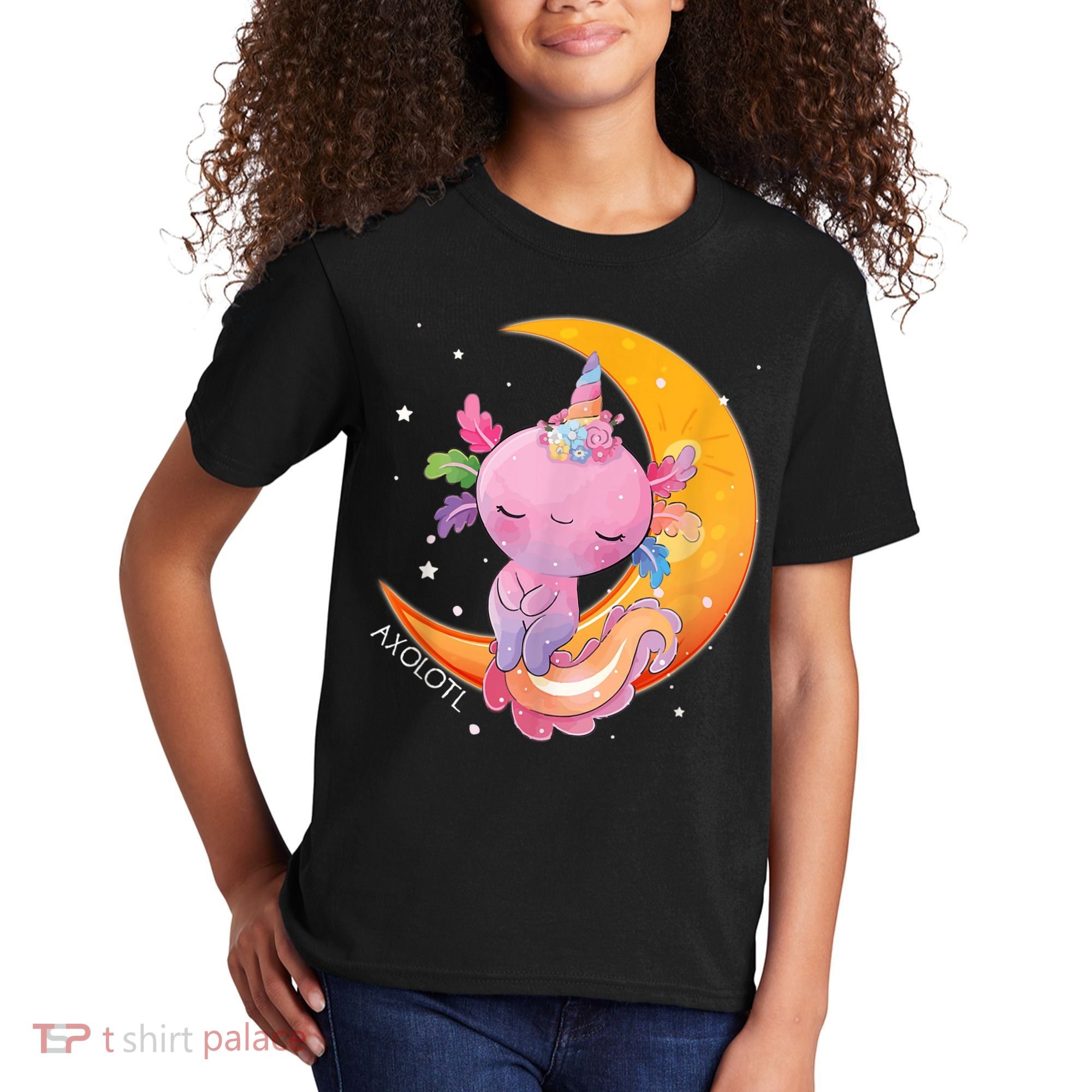 Axolotl Space Kawaii Japanese Anime Gift Girls Teens  Kids T-Shirt