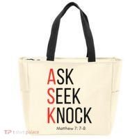 Ask Seek Knock Matthew 778 Inspirational Faith Tote Bag thumb 0