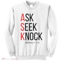 Ask Seek Knock Matthew 778 Inspirational Faith Sweatshirt thumb 0