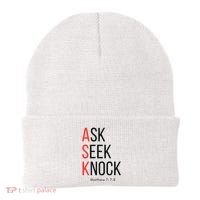 Ask Seek Knock Matthew 778 Inspirational Faith Beanie thumb 0