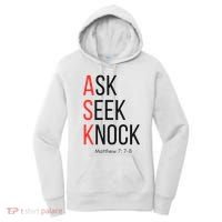 Ask Seek Knock Matthew 778 Inspirational Faith Women's Hoodie thumb 0