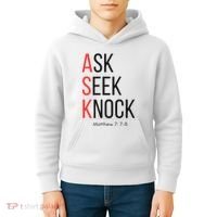 Ask Seek Knock Matthew 778 Inspirational Faith Kids Hoodie thumb 4