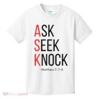 Ask Seek Knock Matthew 778 Inspirational Faith Kids T-Shirt thumb 0