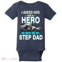 Asked God For A Hero He Sent Me My Step Dad Baby Bodysuit thumb 0