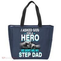 Asked God For A Hero He Sent Me My Step Dad Tote Bag thumb 0