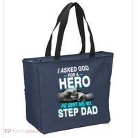 Asked God For A Hero He Sent Me My Step Dad Tote Bag thumb 2