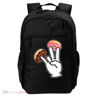 ASL Hand Sign Langauge Number 7 With Donuts Backpack