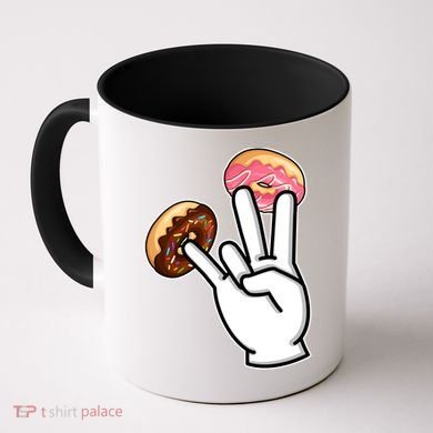 ASL Hand Sign Langauge Number 7 With Donuts Coffee Mug