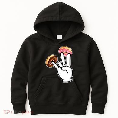 ASL Hand Sign Langauge Number 7 With Donuts Kids Hoodie