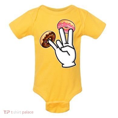 ASL Hand Sign Langauge Number 7 With Donuts Baby Bodysuit