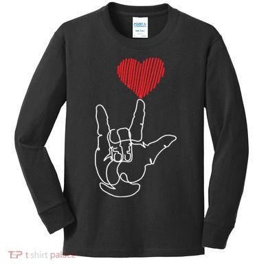 American Sign Language ASL Love Kids Long Sleeve Shirt