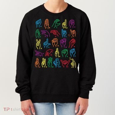 Abc Sign Language Chart Teacher Hand Letter Alphabet Asl Women's Sweatshirt