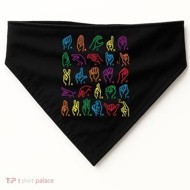 Abc Sign Language Chart Teacher Hand Letter Alphabet Asl USA-Made Doggie Bandana