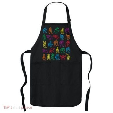 Abc Sign Language Chart Teacher Hand Letter Alphabet Asl Apron