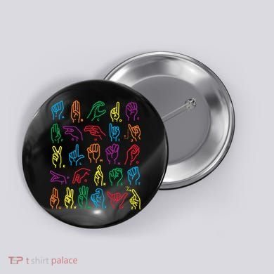 Abc Sign Language Chart Teacher Hand Letter Alphabet Asl Button