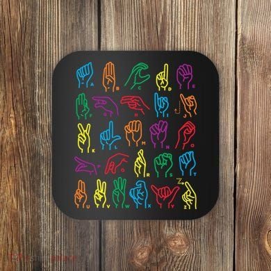 Abc Sign Language Chart Teacher Hand Letter Alphabet Asl Coaster
