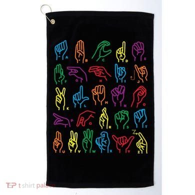 Abc Sign Language Chart Teacher Hand Letter Alphabet Asl Golf Towel